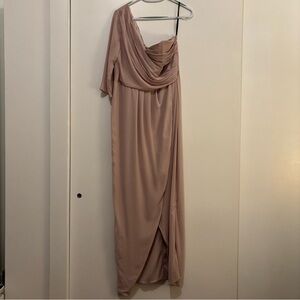 TFNC bridesmaid one shoulder maxi dress in pink Size US12 (UK16) NWT